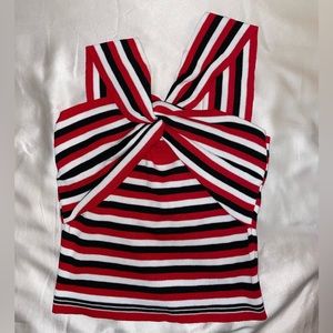 Red, black and white top